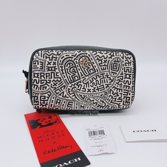 Coach Disney Mickey Mouse X Keith Haring Small Boxy Cosmetic Case C7436 NWT $150 - Picture 1 of 10
